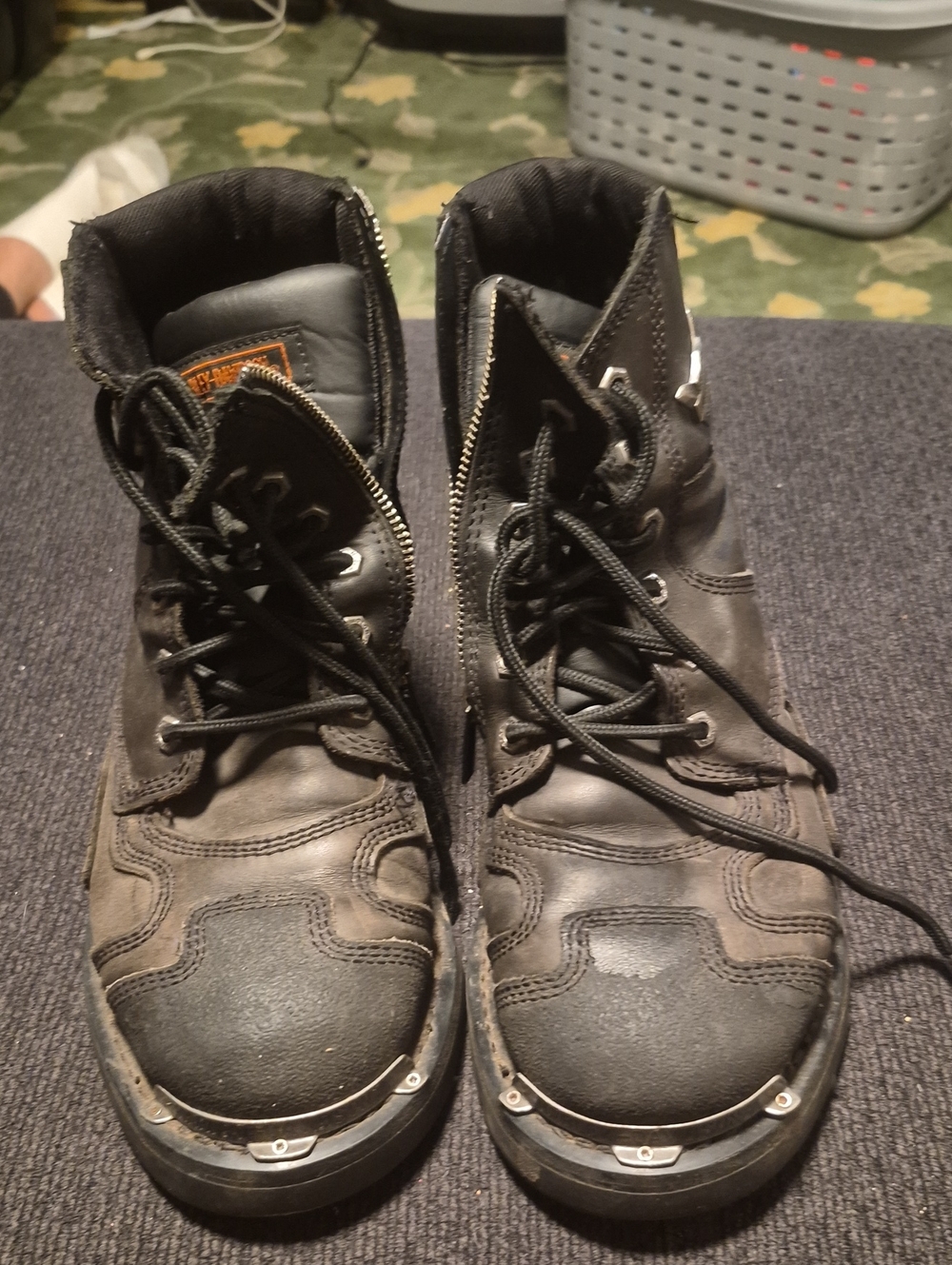 Harley-Davidson Black Men's Lace-Up Motorcycle Boots with Metal Toe Plate